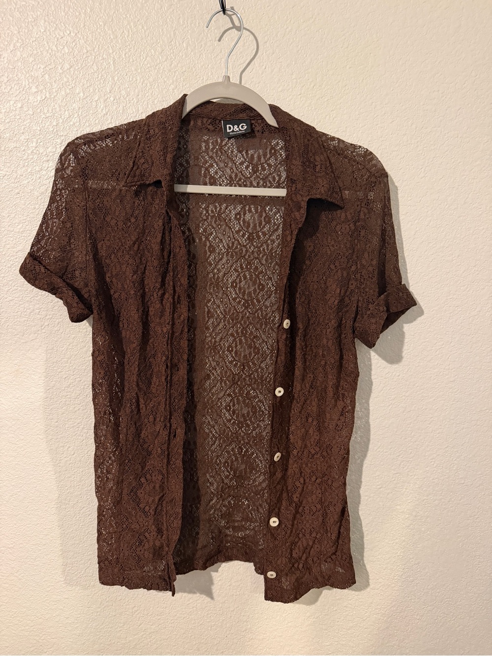 Dolce & Gabbana Chocolate Brown Lace Blouse